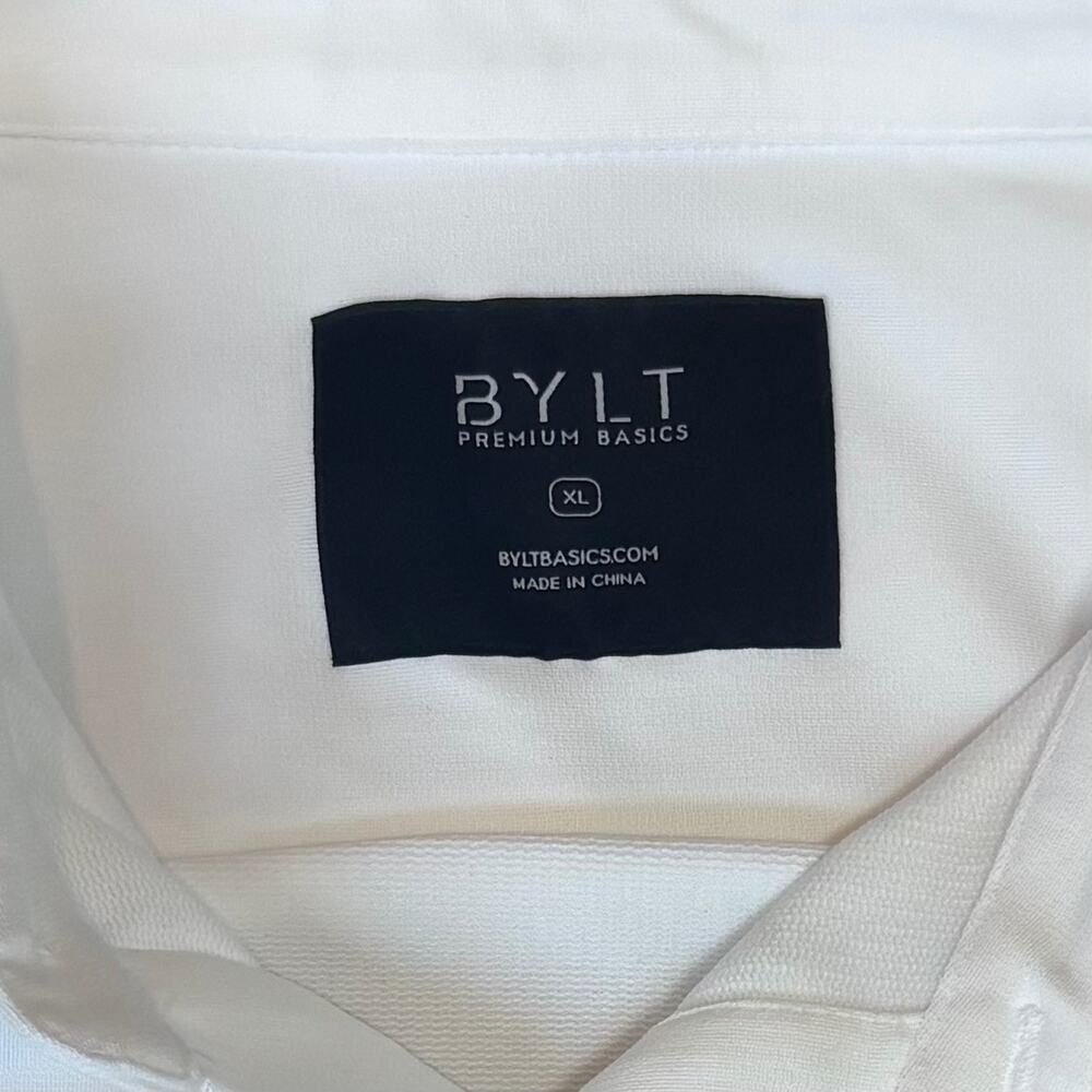 BYLT Premium Basics Performance White Button Down Shirt Stretch Mens Size XL - Picture 3 of 12